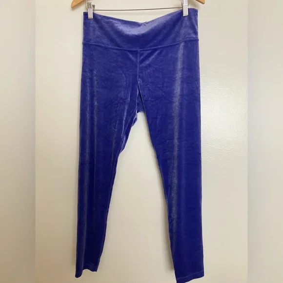 Athleta Elation Velvet Tight Leggings Periwinkle Purple Blue L Large - Picture 3 of 7